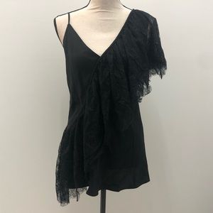 NWT Diane von Furstenberg black lace top!
